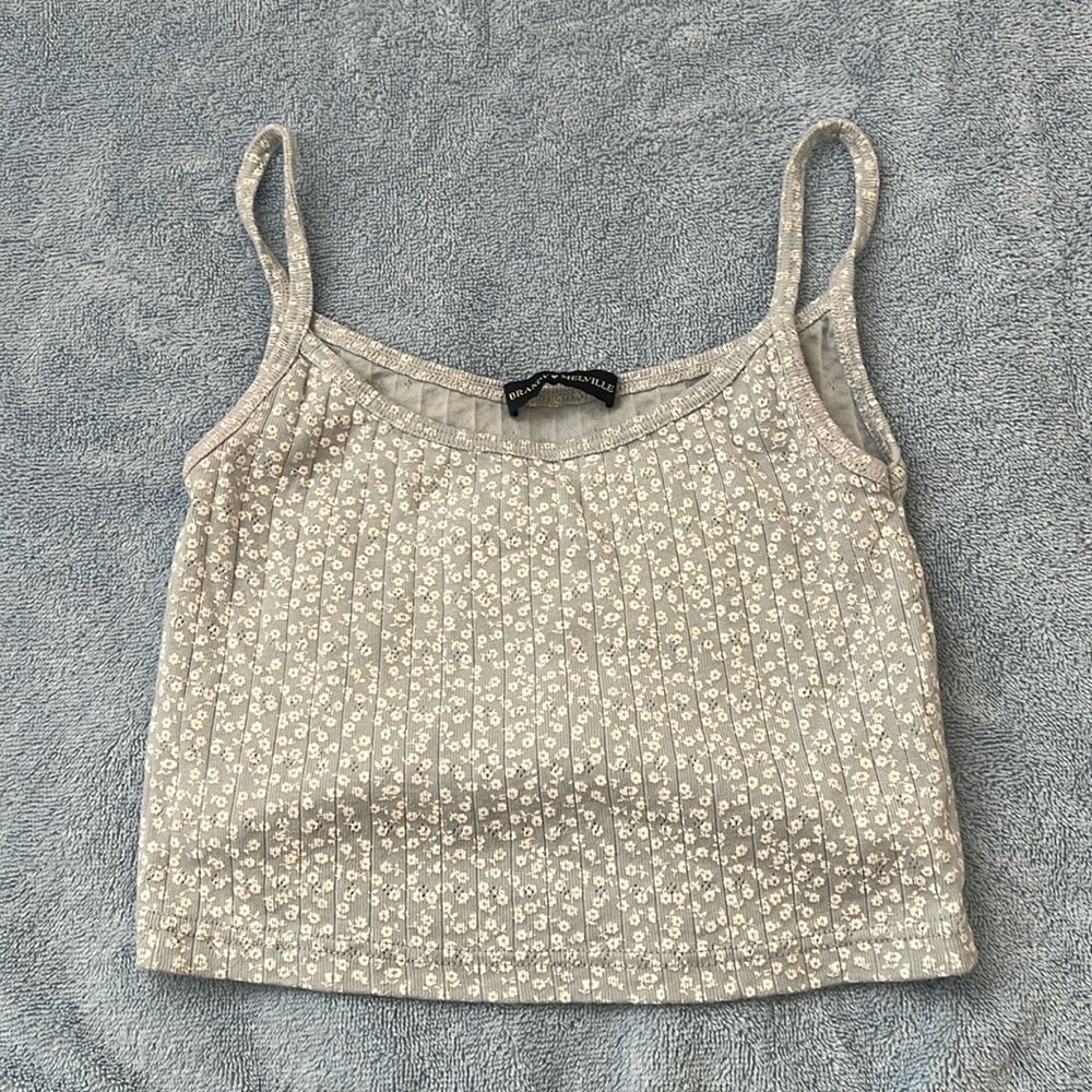 Brandy Melville Light Blue Floral Tank Top